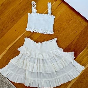 White ruffle summer skirt set